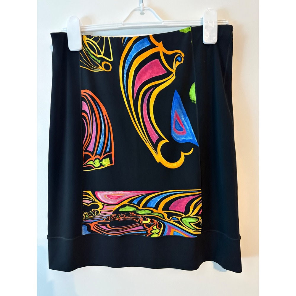 Eva Varro Black Multi Abstract Print Pencil Skirt Medium Handcrafted USA